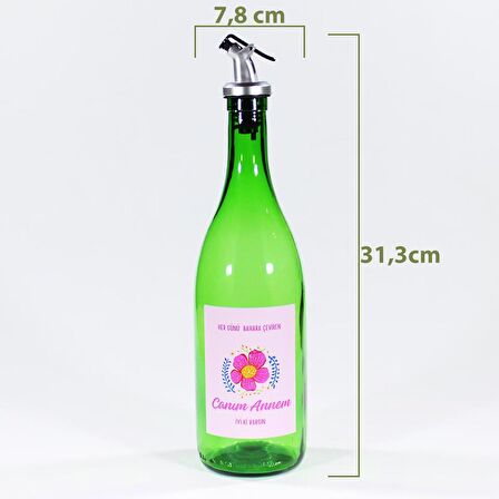 Anneler Günü Konseptli Hediyelik Yağdanlık Sosluk Sirkelik 750 ml Akıtıcılı Çimen Yeşili 