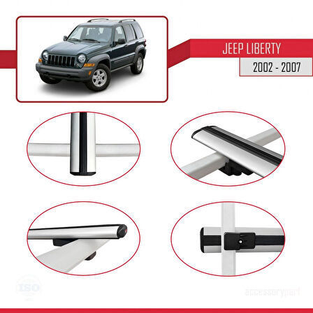 Jeep Liberty 2002-2007 Arası ile Uyumlu BASIC Model Ara Atkı Tavan Barı Gri 2 Adet
