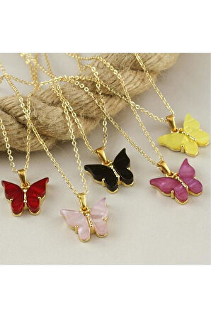 Kelebek Figürlü Polyester Kolye