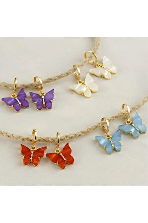 Kelebek Figürlü Polyester Küpe