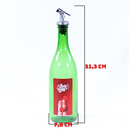 Sevgililer Günü Konseptli Sosluk Yeşil 750 ml (Akıtıcılı) Share The Love