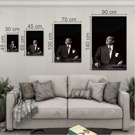 Atatürk Cam Tablo - Yatay Motif 01-017