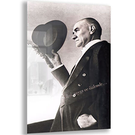 Atatürk Cam Tablo - Yatay Motif 01-039