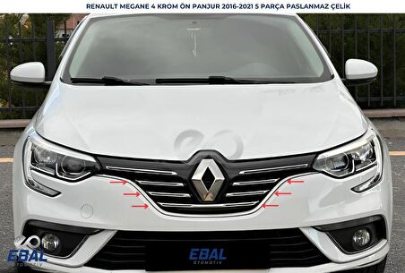 Renault Megane 4 SEDAN Krom Ön Panjur 5 Prç  2016 Üzeri Paslanmaz Çelik