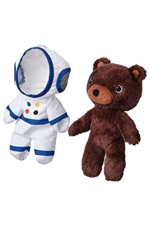 AFTONSPARV 28 Cm Çıkarılabilir Astronot Giysili Ayı Yumuşak Peluş Oyuncak MeridyenDukkan 28 cm