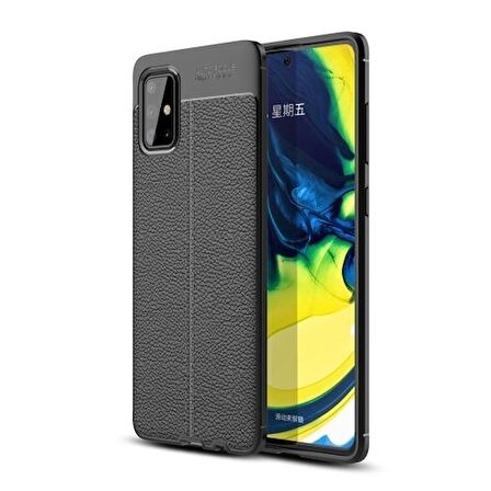 Smcase Samsung Galaxy A71 Kılıf Deri Dokulu Silikon