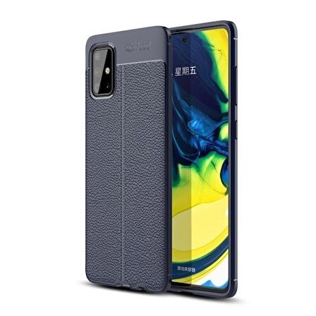 Smcase Samsung Galaxy A71 Kılıf Deri Dokulu Silikon  Nano Ekran Koruyucu