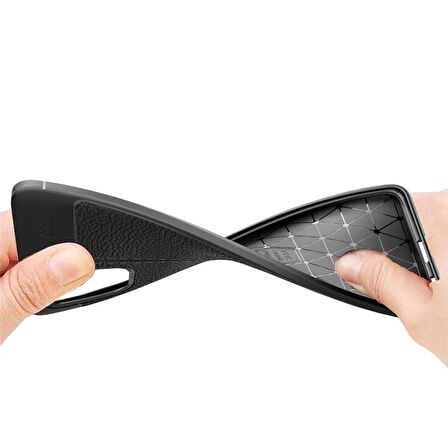 Smcase Samsung Galaxy A71 Kılıf Deri Dokulu Silikon  Nano Ekran Koruyucu