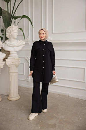Kadın Cep Detayli İkili Takım BRC1310 Siyah