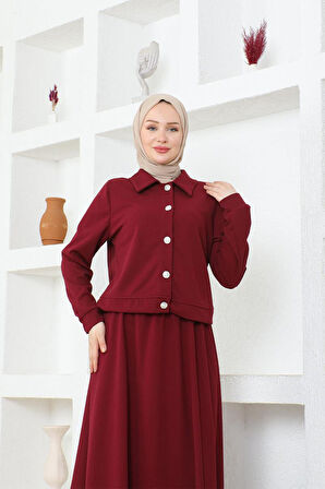 Elsa Etekli Tesettür Scuba Takım BRC1504-1 Bordo