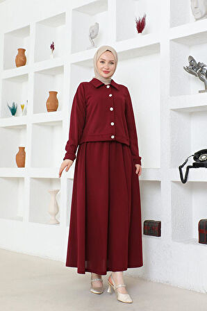 Elsa Etekli Tesettür Scuba Takım BRC1504-1 Bordo