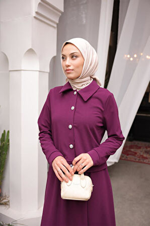 Elsa Etekli Tesettür Scuba Takım BRC1504-1 Mürdüm