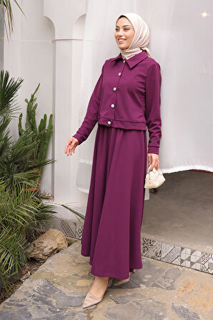Elsa Etekli Tesettür Scuba Takım BRC1504-1 Mürdüm