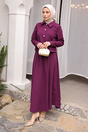 Elsa Etekli Tesettür Scuba Takım BRC1504-1 Mürdüm