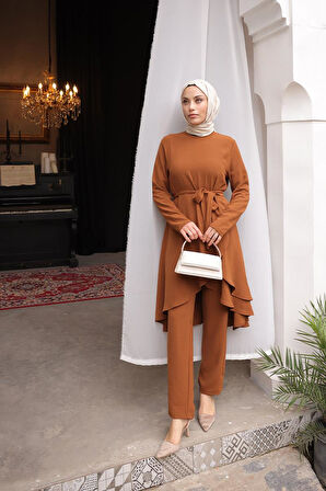 Asimetrik Kesim Aerobin Tesettür Takım BRC1311 TABA