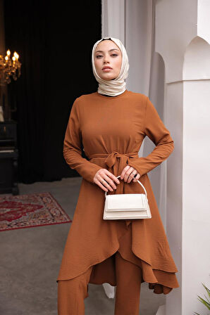 Asimetrik Kesim Aerobin Tesettür Takım BRC1311 TABA