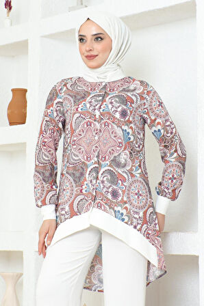 Etnik Desenli Tesettür Takım BRC1313 TABA