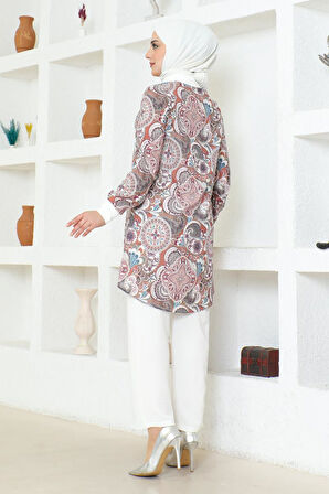 Etnik Desenli Tesettür Takım BRC1313 TABA