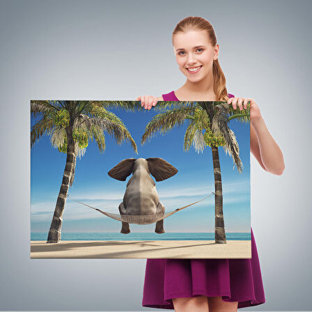 Harita Sepeti Fil Dekoratif Kanvas Tablo 1141