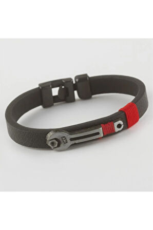 Anahtar Figürlü Kaliteli Suni Deri Bileklik