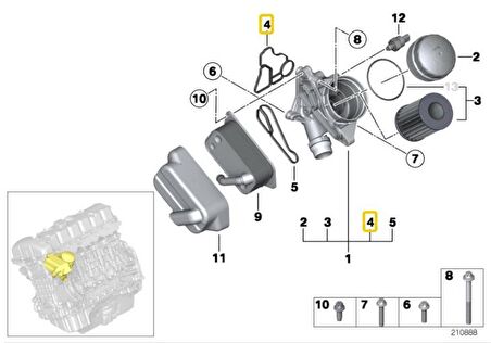 BMW N20 N52 N52N N53 VE N55 MOTOR YAĞ FİLTRE CONTASI 11427537293