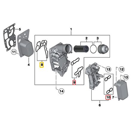 BMW VE MİNİ N47N - N57N MOTOR YAĞ FİLTRE CONTA SETİ 11428580680 - 81 - 82