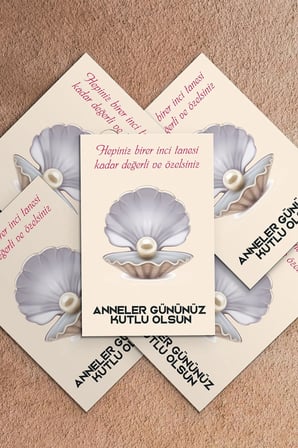 Anneler Günü Hediye Kartı! 10 Adet Inci Boncuklu Anneler Günü Hediyesi