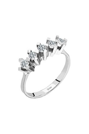 E Renk 0,55 Karat Pırlanta 5 Taş Yüzük