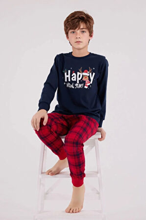 Erkek Çocuk  %100 Pamuk Baskılı Baba & Oğul İkili Pijama Takımı L1.RP.371.6.002