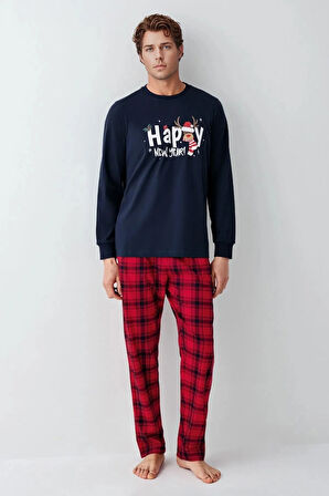 Erkek Çocuk  %100 Pamuk Baskılı Baba & Oğul İkili Pijama Takımı L1.RP.371.6.002