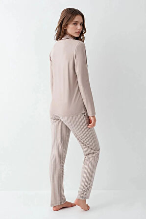 Kadın Giyim %100 Pamuklu Uzun Kol Pijama Takımı L1.AR.342.5.001