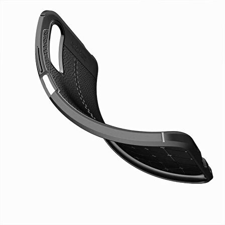 Smcase Huawei P Smart Pro Kılıf Deri Dokulu Silikon  Nano Ekran Koruyucu