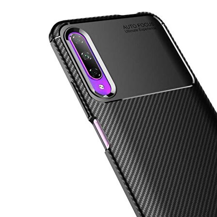 Smcase Huawei P Smart Pro Kılıf Negro Karbon Dokulu Silikon