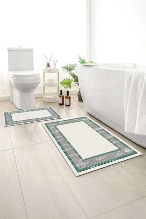 2 li Banyo Paspası, Yumuşak Banyo Halısı, Kaymaz Tabanlı, Yıkanabilir - 60x100 - 50 x60