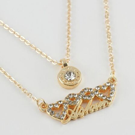 Aşkım Yazılı Kalp Figürlü Yeni Sezon İkili Kolye