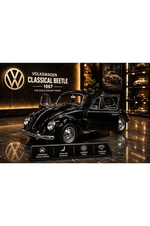 1:26 ölçek VolksWagen Classical Beetle 1967 Diecast Model Araba VosVos Özel Standlı