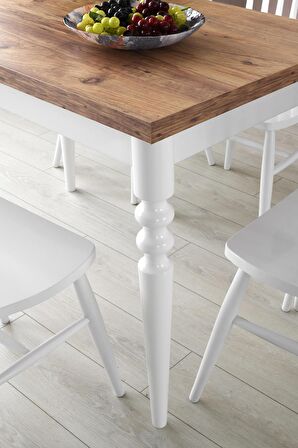 Cunda Yandan Açılır Mutfak Masa Takımı ve 6 Adet Sandalye 70x110cm