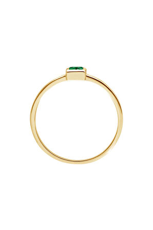 Prenses Kesim Zümrüt Taşlı Tektaş Yüzük