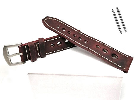Tissot & Fossil & Panaray  Uyumlu Crayz Hakiki  Deri  24 mm  bordo
