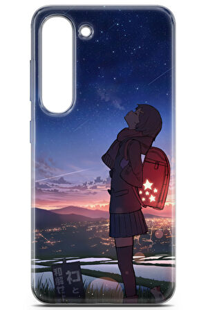Samsung Galaxy S23 uyumlu Girls 26 Darbe Önleyici Gün Batımı Gece ve Çanta