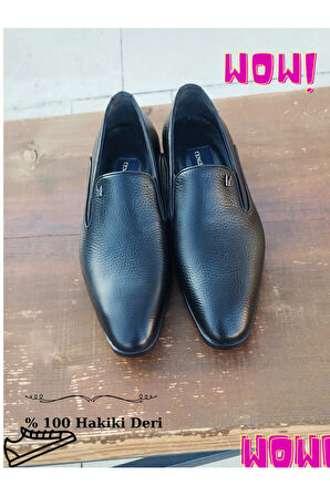 Erkek Kışlık Kundura Hakiki Deri  Kauççuk Taban Bağcıksız