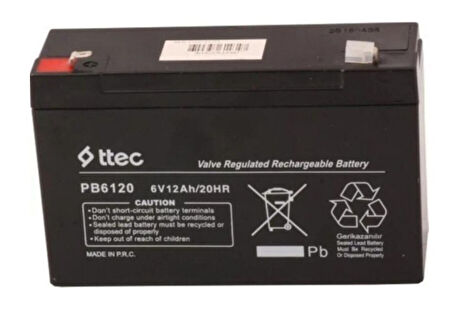Ttec 6V 12AH Bakımsız Kuru Akü