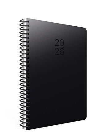 Gıpta 2026 Spiralli Günlük Ajanda Sert Kapak 17x24 cm 406-SEK Siyah