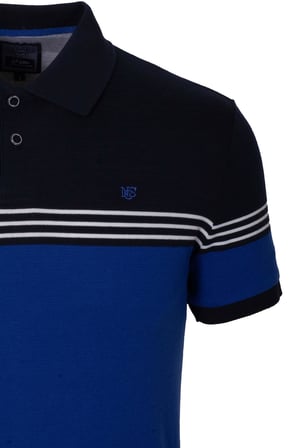 Erkek Polo Yaka Tişört Mavi %100 Pamuk Slim Fit Ribanalı Kol Jakarlı T-shirt Jeans 1145