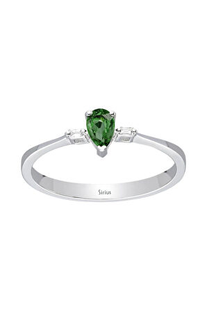 Baget Pırlanta Ve Yeşil Safir Taşlı Yüzük