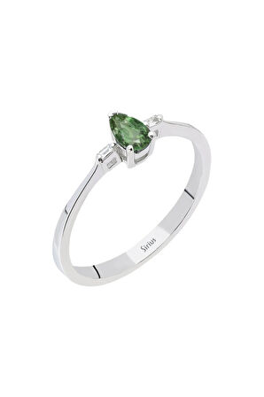 Baget Pırlanta Ve Yeşil Safir Taşlı Yüzük