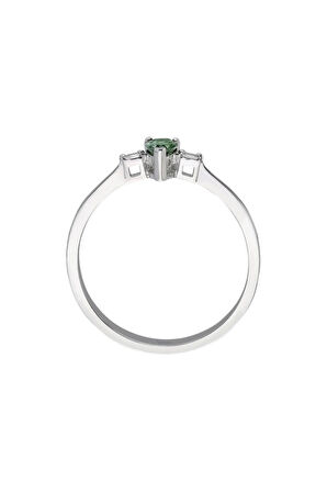Baget Pırlanta Ve Yeşil Safir Taşlı Yüzük