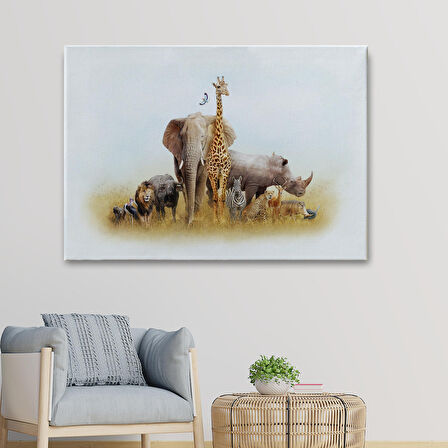 Harita Sepeti Hayvanlar Alemi Dekoratif Kanvas Tablo 1146