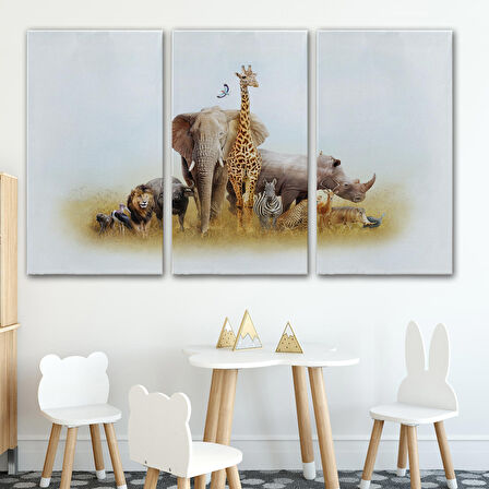 Harita Sepeti Hayvanlar Alemi Dekoratif Kanvas Tablo 1146