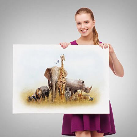 Harita Sepeti Hayvanlar Alemi Dekoratif Kanvas Tablo 1146